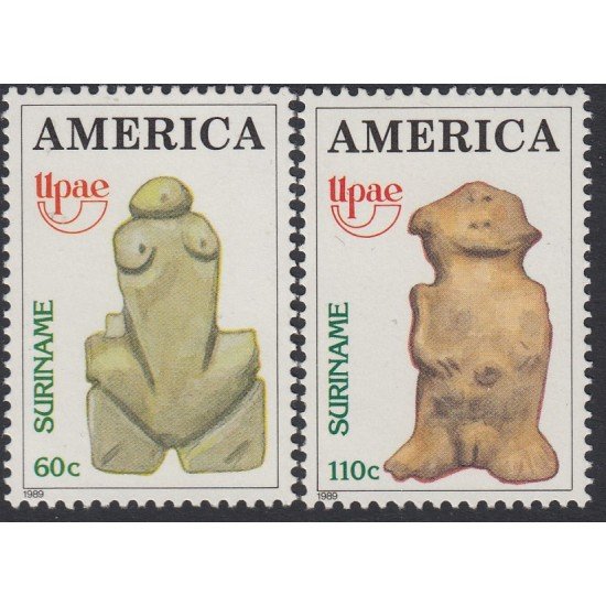 Upaep Suriname 1163/64 1989 Figura precolombina MNH