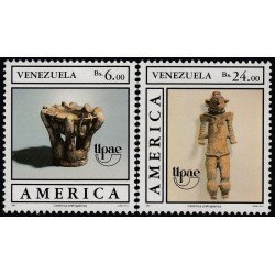Upaep Venezuela 1459/60 1989 Vaso decorado Estatuilla MNH