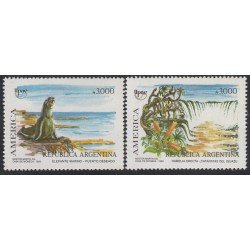 Upaep Argentina 1731/32 1990 Cataratas dei Iguazú y Hamelia erecta MNH Upaep Argentina 1731/32 1990 Cataratas dei Iguazú y Hamelia erecta MNH