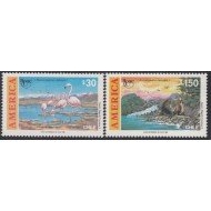 Upaep Chile 1003/04 1990 Phoenicopterus Artocephalus MNH Upaep Chile 1003/04 1990 Phoenicopterus Artocephalus MNH