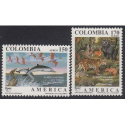 Upaep Colombia 823/24 1990 Delfines y animales salvajes MNH Upaep Colombia 823/24 1990 Delfines y animales salvajes MNH