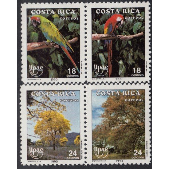Upaep Costa Rica 536/39 1990 Ara Macao Ambigua MNH
