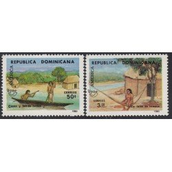 Upaep República Dominicana 1084 A y B 1990 Canoa Taíno MNH