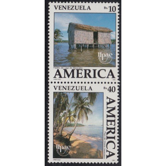 Upaep Venezuela 1510/11 1990 Lago Maracaibo Playa MNH Upaep Venezuela 1510/11 1990 Lago Maracaibo Playa MNH