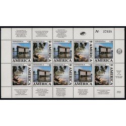 Upaep Venezuela 1510/11 1990 Mini hoja Lago Maracaibo Playa MNH
