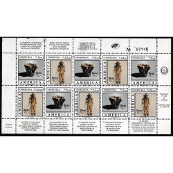Upaep Venezuela 1459/60 1989 Mini hoja Vaso decorado Estatuilla MNH