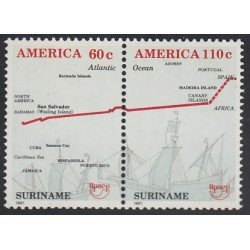 Upaep Suriname 1229/30 1991 Ruta de Cristóbal Colón MNH Upaep Suriname 1229/30 1991 Ruta de Cristóbal Colón MNH