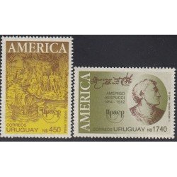 Upaep Uruguay 1367/68 1991 Río de la Plata Américo Vespuccio MNH Upaep Uruguay 1367/68 1991 Río de la Plata Américo Vespuccio MNH
