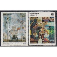 Upaep Colombia 851/52 1992 Pinturas de Salvador Dalí y Alfredo Vívero MNH Upaep Colombia 851/52 1992 Pinturas de Salvador Dalí y Alfredo Vívero MNH