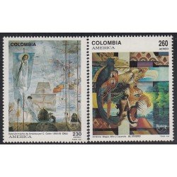 Upaep Colombia 851/52 1992 Pinturas de Salvador Dalí y Alfredo Vívero MNH