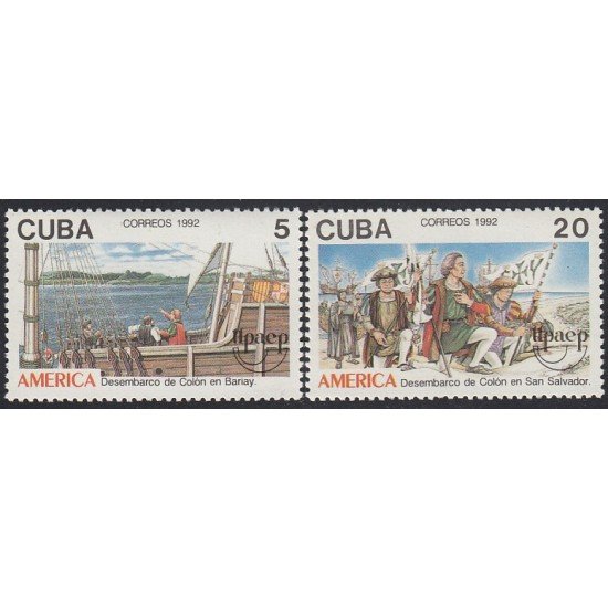 Upaep Cuba 3203/04 1992 Desembarco de Colon Columbus Bariay y San Salvador MNH Upaep Cuba 3203/04 1992 Desembarco de Colon Columbus Bariay y San Salvador MNH