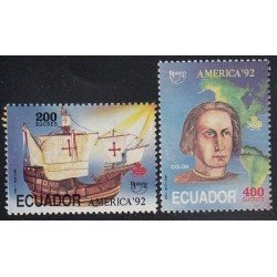 Upaep Ecuador 1252/53 1992 Colon Columbus carabela Sta María mapa de América MNH
