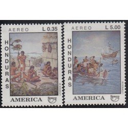 Upaep Honduras 799J/799K 1992 Indios y Carabelas MNH