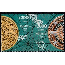 Upaep México  2318/19 1992 Calendario Azteca Rosa de los Vientos MNH