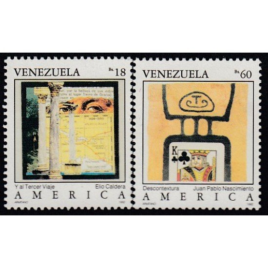 Upaep Venezuela 1601/02 1992 Y al 3er viaje Descontextura MNH Upaep Venezuela 1601/02 1992 Y al 3er viaje Descontextura MNH