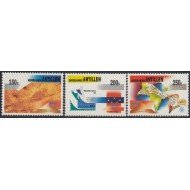 Upaep Antillas Holandesas 956/58 1993 Carta orográfica Emblema Mapa MNH