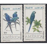 Upaep Brasil 2136/37 1993 Anodorhynchus Pájaros bird papagayos MNH Upaep Brasil 2136/37 1993 Anodorhynchus Pájaros bird papagayos MNH