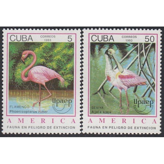 Upaep Cuba 3323/24 1993 Phoenicopterus Ajaia pájaros bird fauna MNH Upaep Cuba 3323/24 1993 Phoenicopterus Ajaia pájaros bird fauna MNH