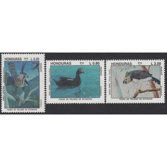 Upaep Honduras 837/39 1993 Spizaetus Cairina Harpia pájaros bird fauna MNH Upaep Honduras 837/39 1993 Spizaetus Cairina Harpia pájaros bird fauna MNH