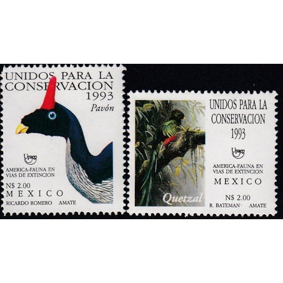 Upaep México 1496/97 1993 Pharomachrus Oreophasis pájaros bird fauna MNH Upaep México 1496/97 1993 Pharomachrus Oreophasis pájaros bird fauna MNH