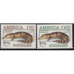 Upaep Suriname 1300/01 1993 fauna Paleosuchus MNH Upaep Suriname 1300/01 1993 fauna Paleosuchus MNH