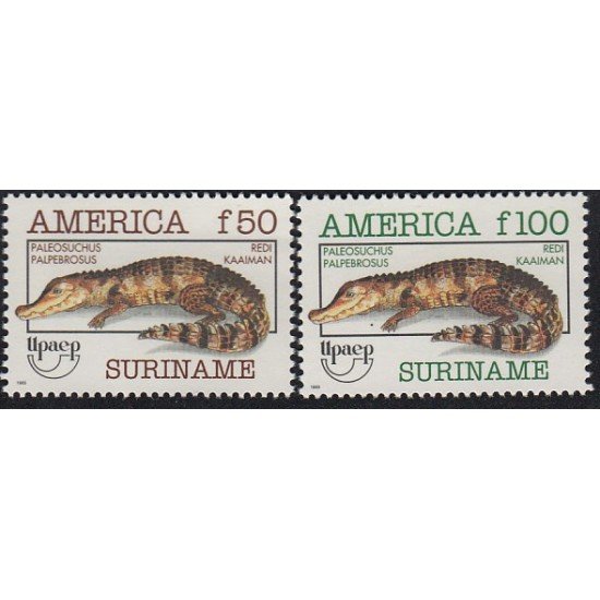 Upaep Suriname 1300/01 1993 fauna Paleosuchus MNH Upaep Suriname 1300/01 1993 fauna Paleosuchus MNH