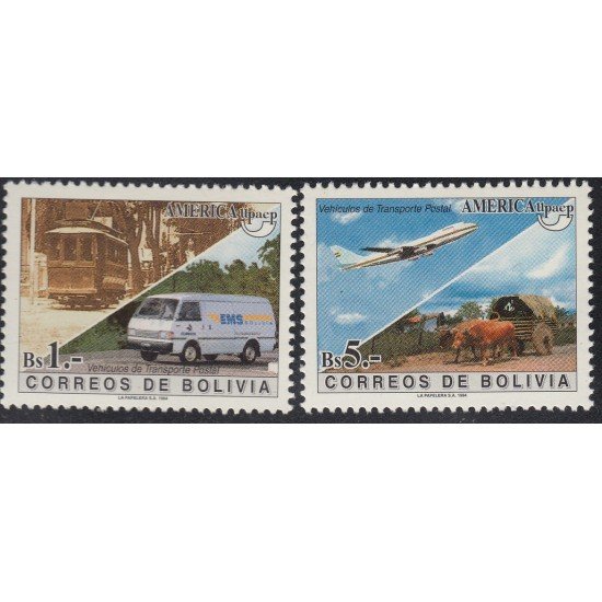 Upaep Bolivia 882/83 1994 Tranvía Furgoneta Carro Avión MNH Upaep Bolivia 882/83 1994 Tranvía Furgoneta Carro Avión MNH