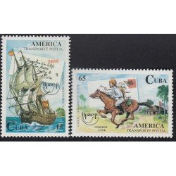 Upaep Cuba 3418/19 1994 Correo naval SXVIII a caballo horse saca MNH Upaep Cuba 3418/19 1994 Correo naval SXVIII a caballo horse saca MNH