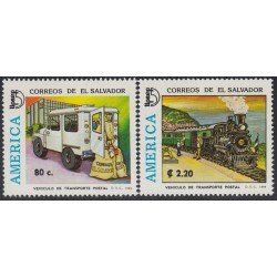 Upaep El Salvador 1217/18 1994 Camión Postal tren train a vapor MNH Upaep El Salvador 1217/18 1994 Camión Postal tren train a vapor MNH