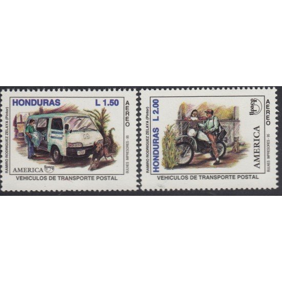 Upaep Honduras 856A/856B 1994 Correo en coche y motocicleta car motorcycle MNH Upaep Honduras 856A/856B 1994 Correo en coche y motocicleta car motorcycle MNH