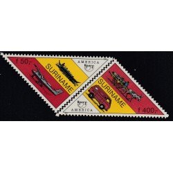 Upaep Suriname 1337/38 1994 Canoa avión carreta y furgoneta MNH