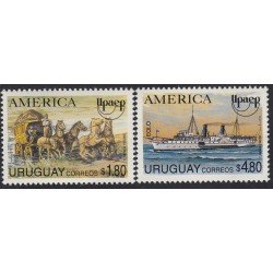 Upaep Uruguay 1487/88 1994 Carreta postal Barco y Eolo MNH