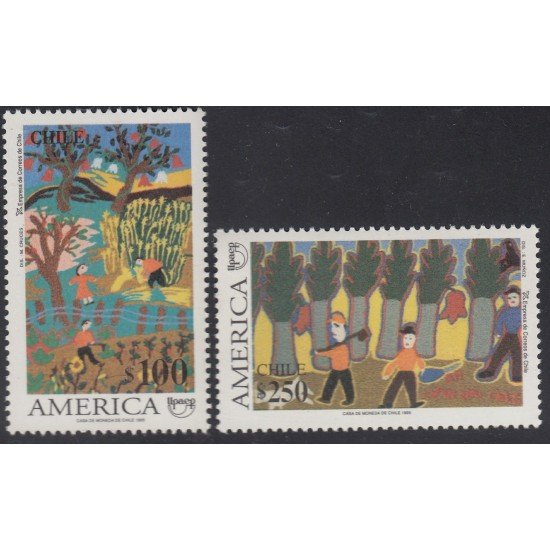Upaep Chile 1273/74 1995 Caimán Niños en el campo y en el bosque MNH Upaep Chile 1273/74 1995 Caimán Niños en el campo y en el bosque MNH
