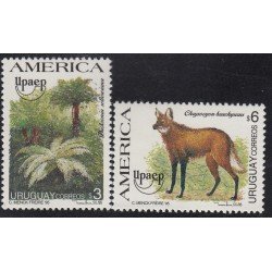 Upaep Uruguay 1528/29 1995 Dicksonia Chrysocyon fauna MNH