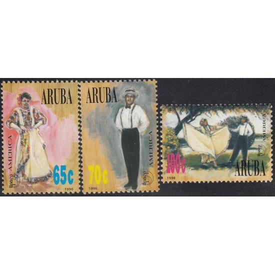 Upaep Aruba 177/79 1996 Trajes típicos MNH Upaep Aruba 177/79 1996 Trajes típicos MNH