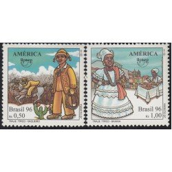 Upaep Brasil 2299/00 1996  trajes típicos Vaquero Mujer de la Bahía MNH