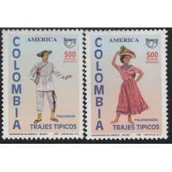 Upaep Colombia 1067/68 1996 Pescador fisherman Palenquera MNH