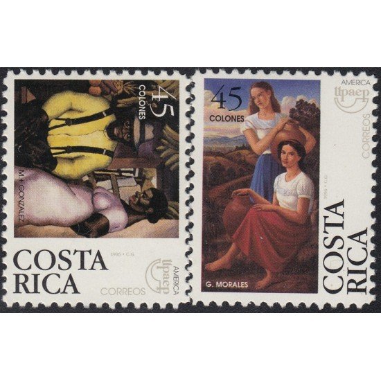Upaep Costa Rica 615/16 1996 Pintura painting de Manuel de la Cruz y Gonzalo Morales MNH Upaep Costa Rica 615/16 1996 Pintura painting de Manuel de la Cruz y Gonzalo Morales MNH
