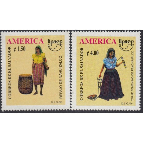 Upaep El Salvador 1287/88 1996 Refajo de Nahuizalco Traje de Panchimalco MNH Upaep El Salvador 1287/88 1996 Refajo de Nahuizalco Traje de Panchimalco MNH