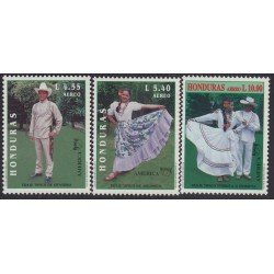 Upaep Honduras 874/76 1996 Traje de Opatoro Jocomino Pareja indígena MNH