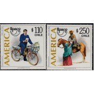 Upaep Chile 1428/29 1997 Cartero actual y antiguo MNH Upaep Chile 1428/29 1997 Cartero actual y antiguo MNH