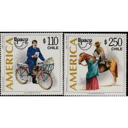 Upaep Chile 1428/29 1997 Cartero actual y antiguo MNH Upaep Chile 1428/29 1997 Cartero actual y antiguo MNH