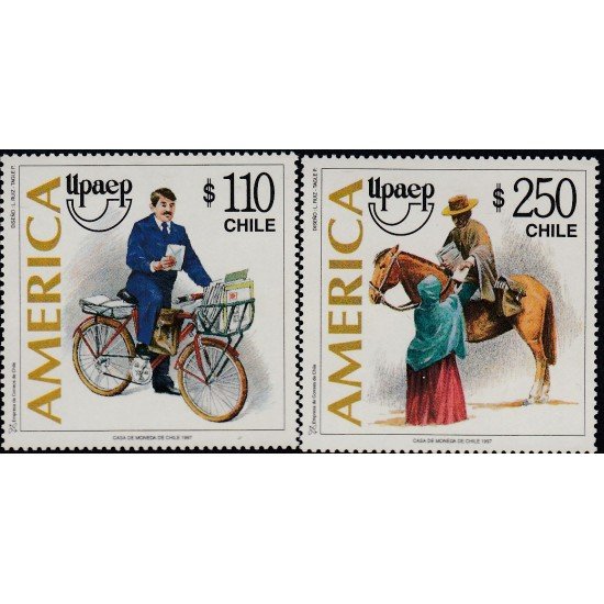 Upaep Chile 1428/29 1997 Cartero actual y antiguo MNH Upaep Chile 1428/29 1997 Cartero actual y antiguo MNH