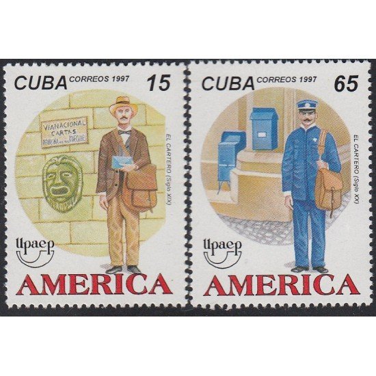 Upaep Cuba 3673/74 1997 Cartero del SXIX y XX MNH