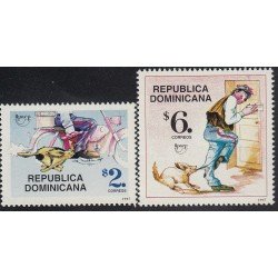 Upaep Rep. Dominicana 1285/86 1997 Cartero en motocicleta motorcycle y perro dog MNH Upaep Rep. Dominicana 1285/86 1997 Cartero en motocicleta motorcycle y perro dog MNH
