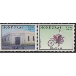 Upaep Honduras 959/60 1997 Cartero en motocicleta Oficina de correos MNH Upaep Honduras 959/60 1997 Cartero en motocicleta Oficina de correos MNH