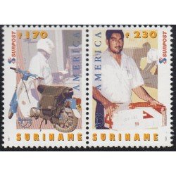 Upaep Suriname 1465/66 1997 Cartero postman motocicleta motorcycle Paquete MNH Upaep Suriname 1465/66 1997 Cartero postman motocicleta motorcycle Paquete MNH