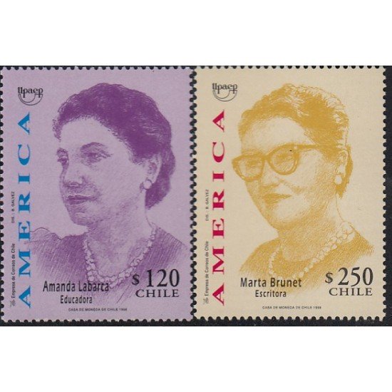 Upaep Chile 1470/71 1998 Amanda Labarca Marta Brunet MNH