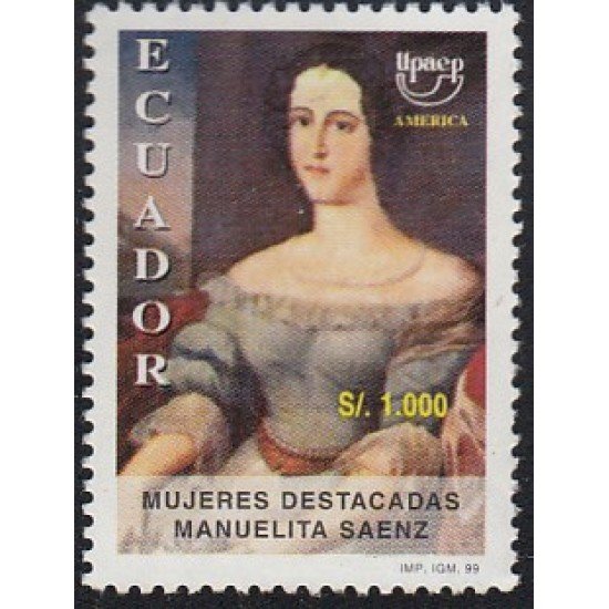 Upaep Ecuador 1430 1998 Manuelita Sáenz MNH Upaep Ecuador 1430 1998 Manuelita Sáenz MNH