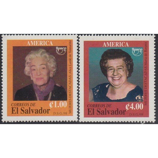 Upaep El Salvador 1364/65 1998 Alice Lardé María de Baratta MNH
